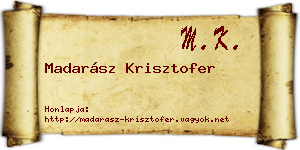 Madarász Krisztofer névjegykártya